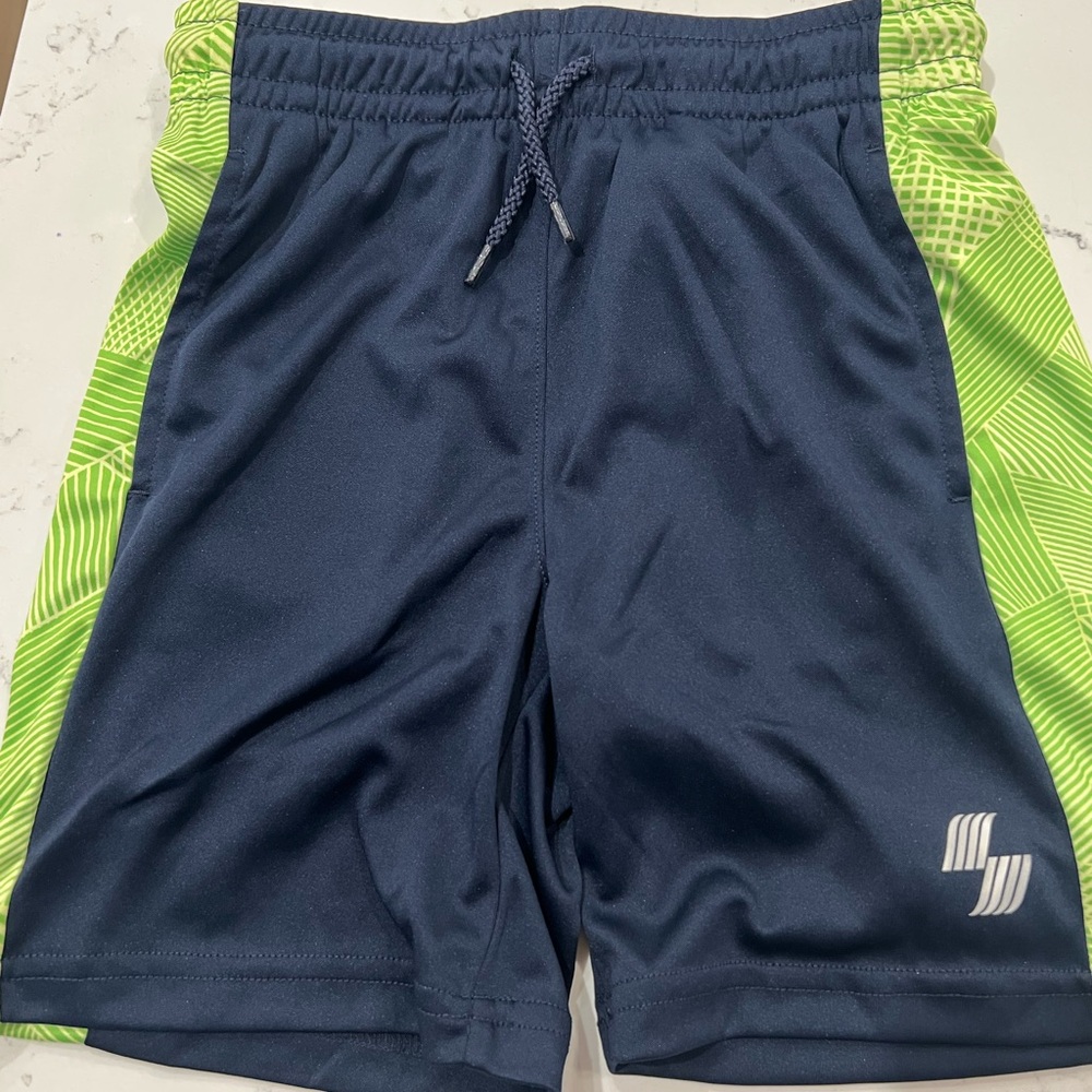 Blue and Green Casual Shorts with Breathable Panels